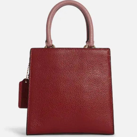 NEW Coach Mini Pepper Leather Crossbody Satchel Bag Red Pink White Small C6778 - Picture 3 of 15